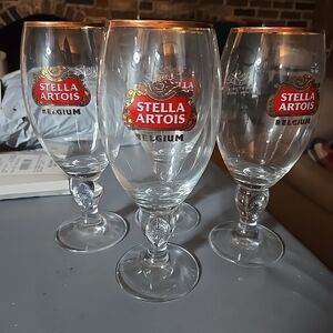 Stella Artois Beer Glass Set with Gold Rim Set Of 4
